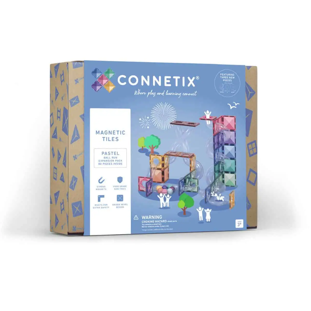 Connetix-CT-P-00080-BR-Pastel Ball Run Expansion Pack 80 pc Farbfrohe magnetische Bausteine für Kinder, perfekt für kreatives Spielen und Lernen, inklusive 80 Teile, sichere und hochwertige Materialien, ideal für Kinder ab 3 Jahren.