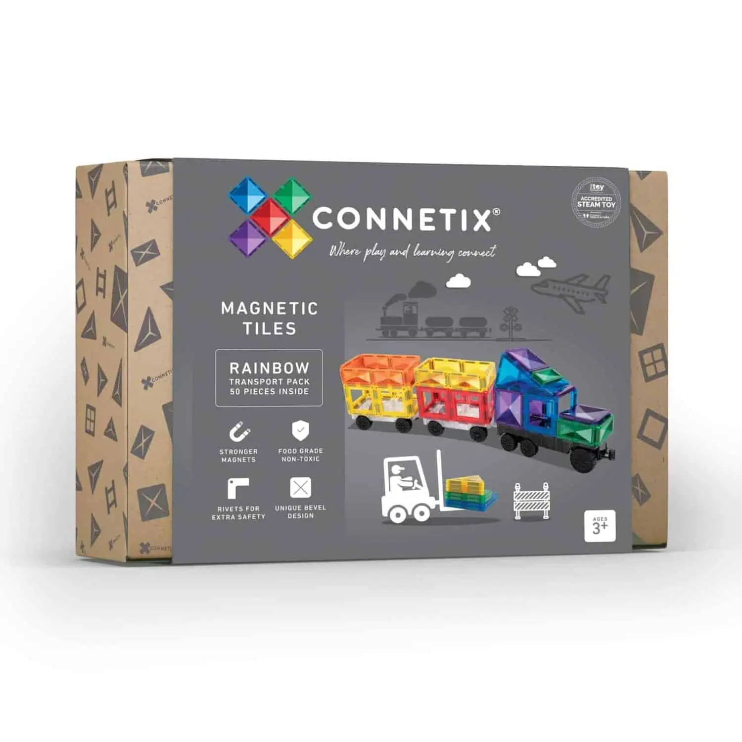 Connetix Rainbow Transport Pack - 50-tlg. Magnetbaukasten (1) Connetix Rainbow Transport Pack - 50-tlg. Magnetbaukasten