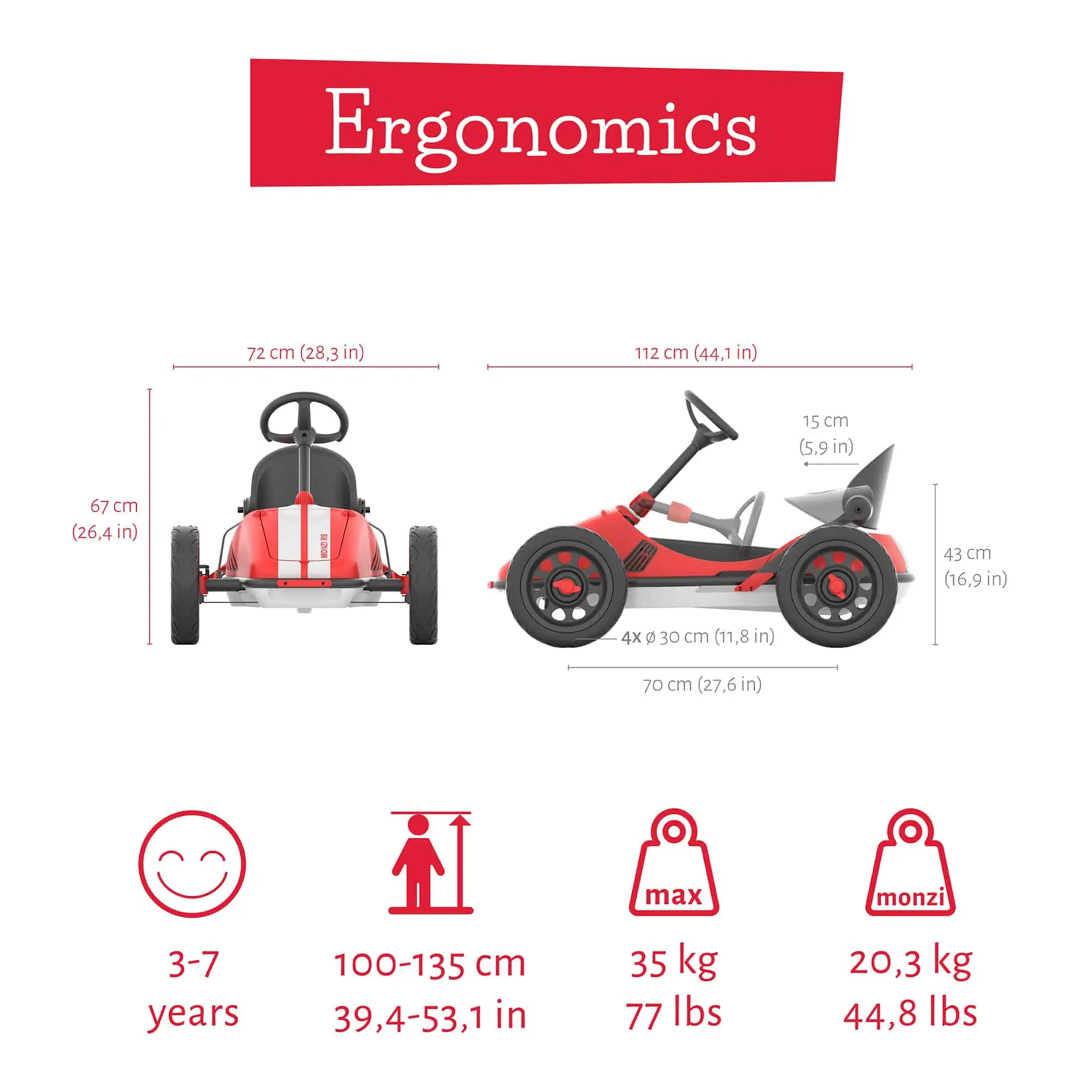 Ergonomics_CPMN01 Chillafish Monzi-RS - Faltbares Pedalkart Rot