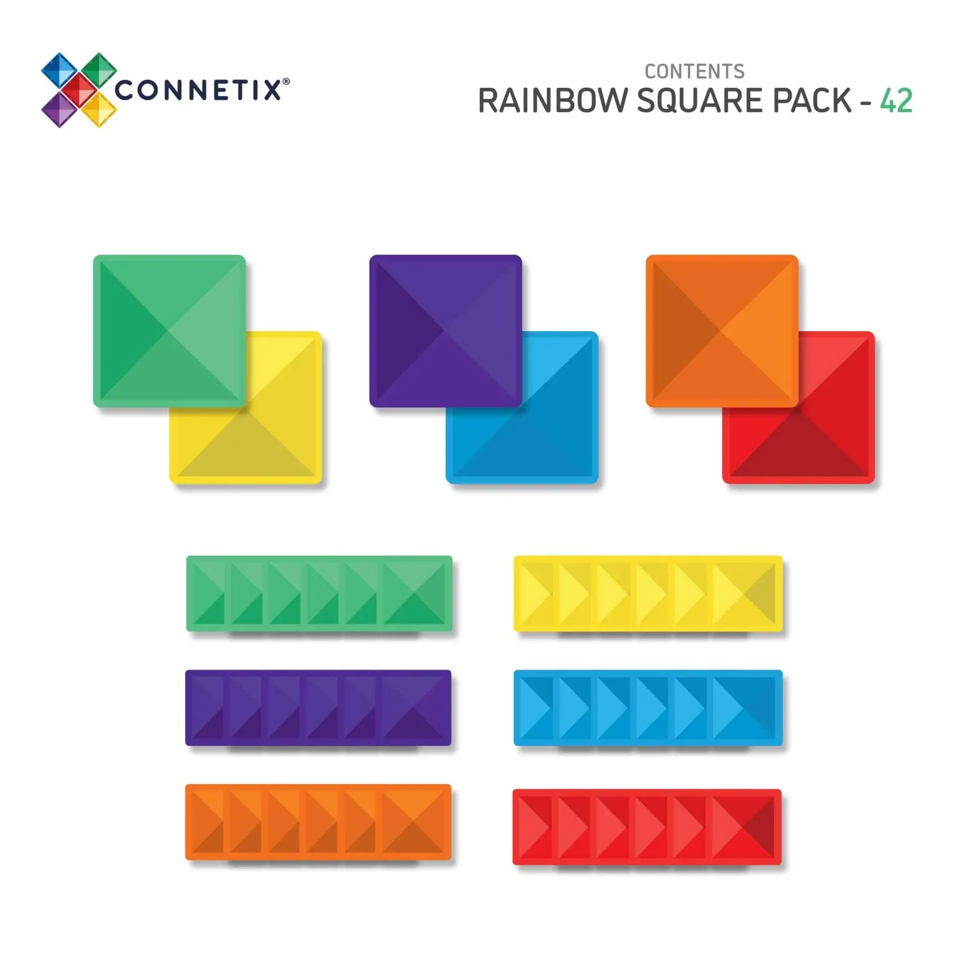 Connetix Rainbow Square Pack – 42-tlg. Magnetbaukasten für Kinder (1) Connetix Rainbow Square Pack - 42-tlg. Magnetbaukasten für Kinder